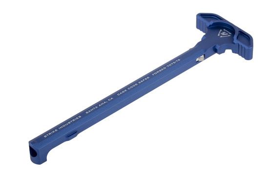 The Strike Industries Latchless Charging Handle features an internal flat spring that reduces wear and increases service life